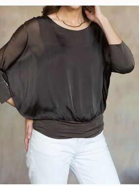 Bronze-Brown two piece silk sheer outfit (one size fits most)